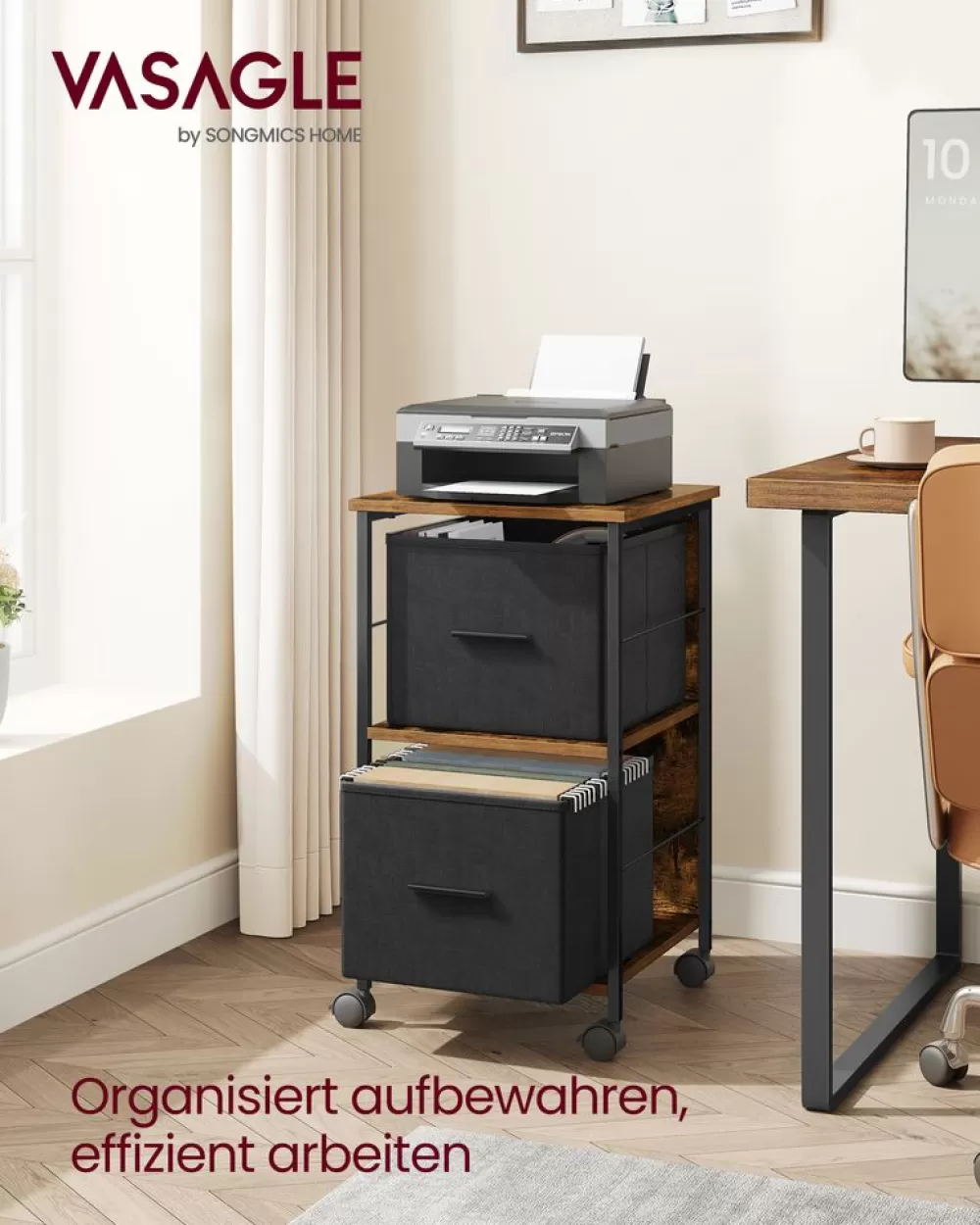 Online SONGMICS Aktenschrank mit 2 Schubladen vintagebraun-tintenschwarz