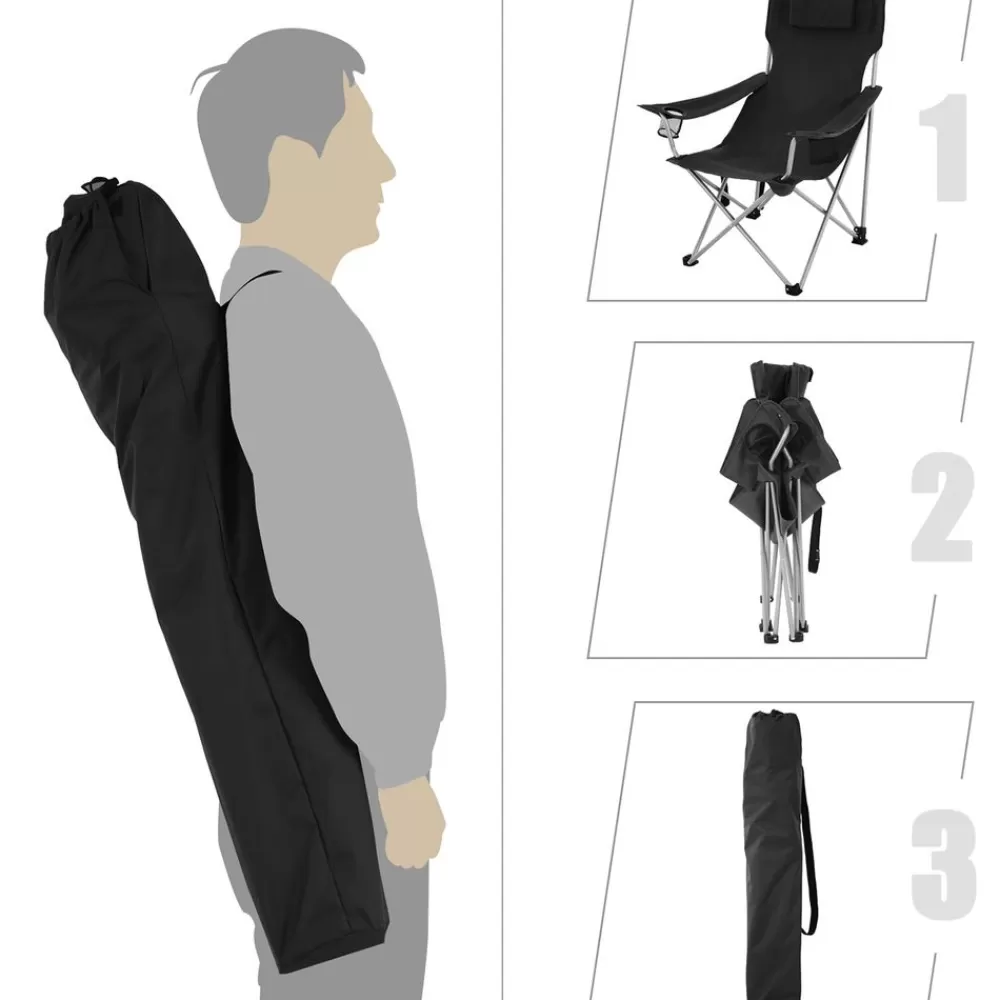 angelstuhl_mit_getrnkehalter_schwarz_6.webp Online SONGMICS Angelstuhl mit Getränkehalter Schwarz