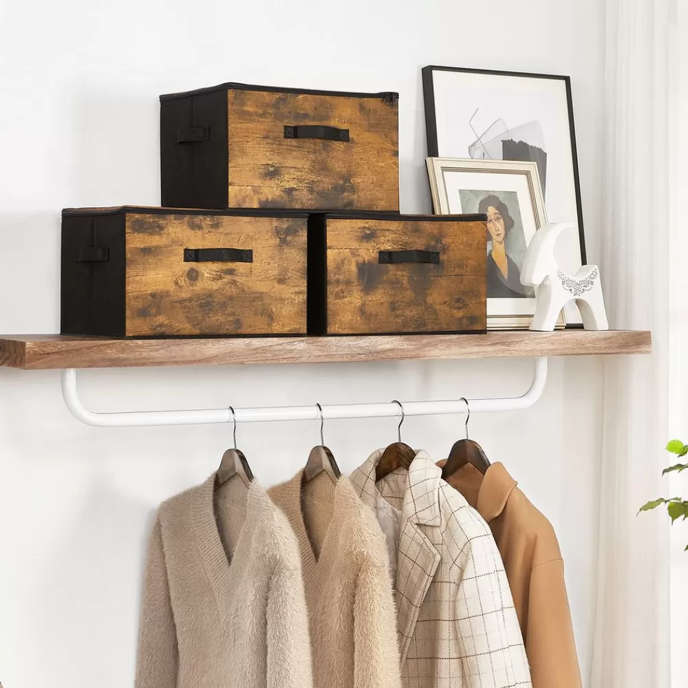 Clearance SONGMICS Aufbewahrungsbox mit Deckel vintagebraun-schwarz Vintagebraun + Schwarz