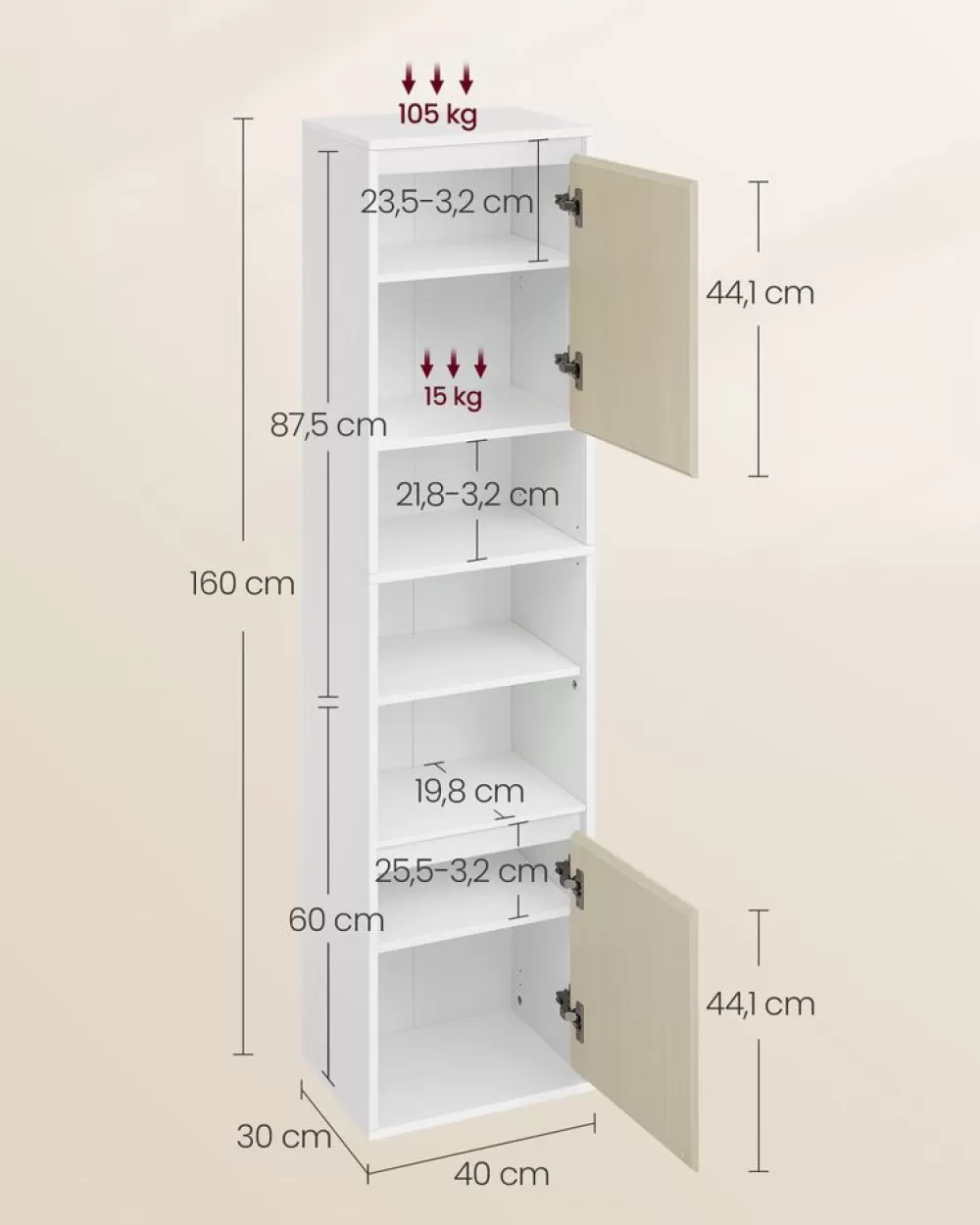 badezimmerschrank_hngend_mit__fchern__x__x__cm_4.webp Cheap SONGMICS Badezimmerschrank hängend mit 7 Fächern 30 x 40 x 160 cm