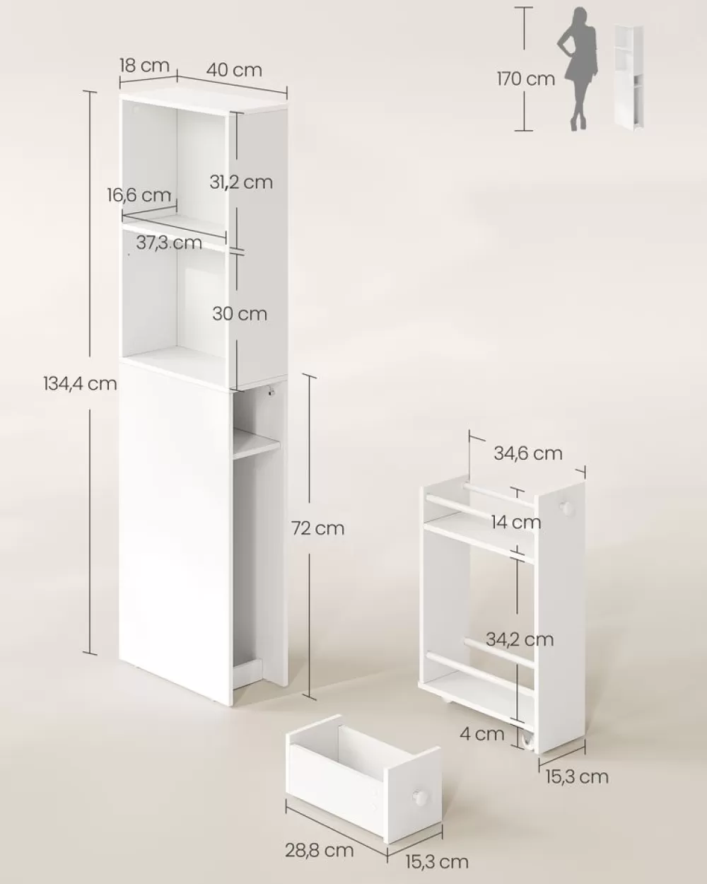 badezimmschrank_hoch_schmal_klassikwei_5.webp Best Sale SONGMICS Badezimmschrank hoch schmal KlassikWeiß