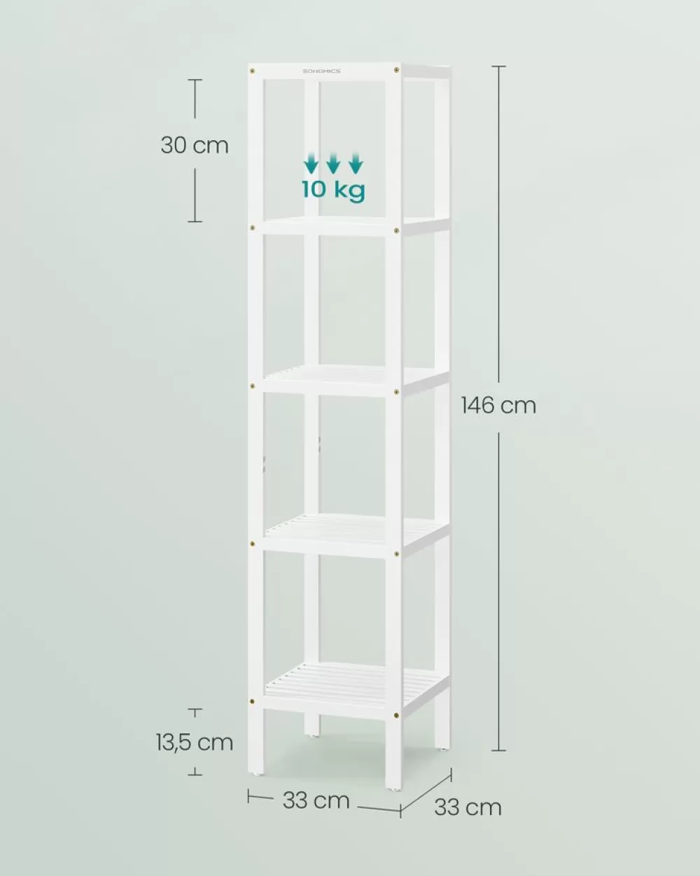 badregal_schmal_mit__ebenen_wolkenwei_5.webp Best Sale SONGMICS Badregal schmal mit 5 Ebenen wolkenweiß
