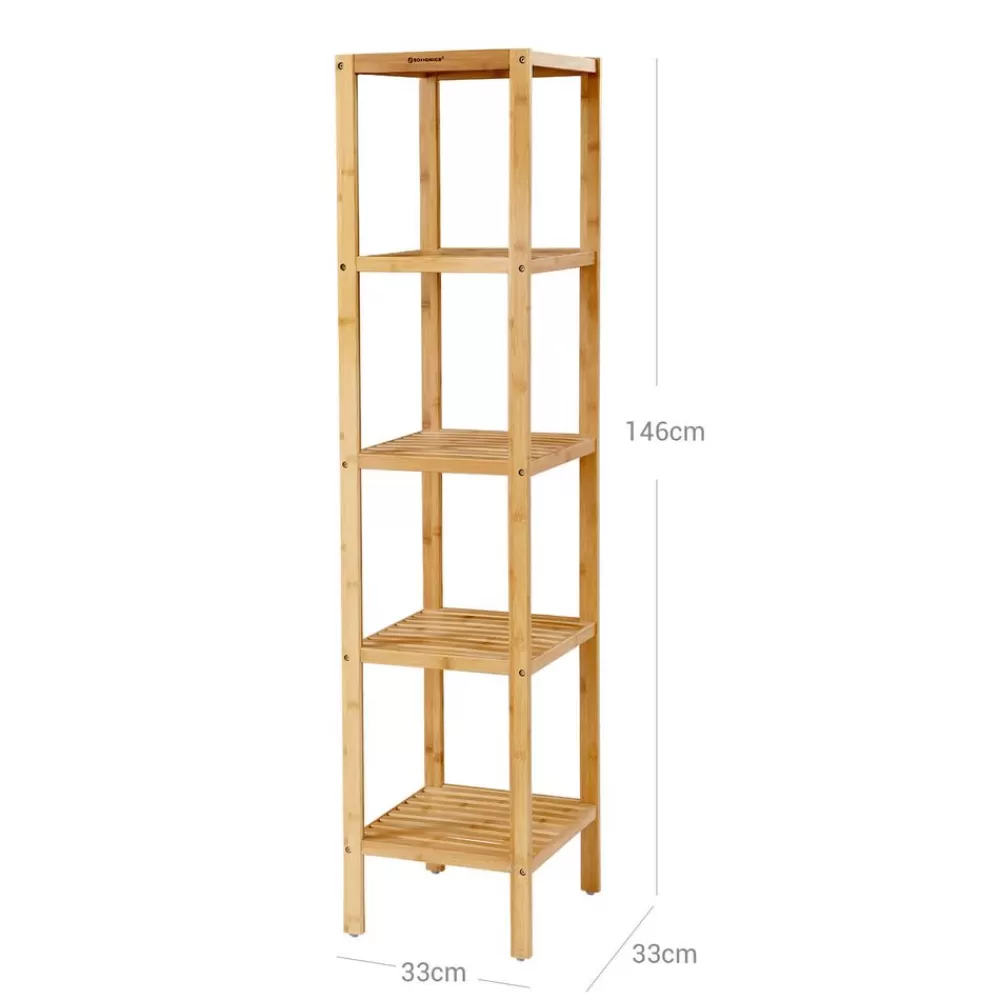 bambus__ablagen__x__x__cm_schmal_4.webp Shop SONGMICS Bambus 5 Ablagen 33 x 33 x 146 cm schmal Holzfarbe