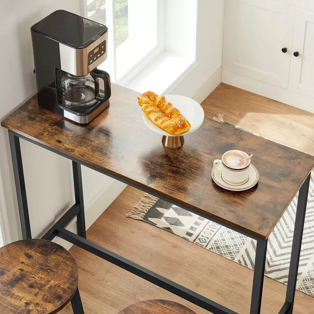 Online SONGMICS Bartisch-Set mit 2 Barhockern Vintagebraun-Schwarz