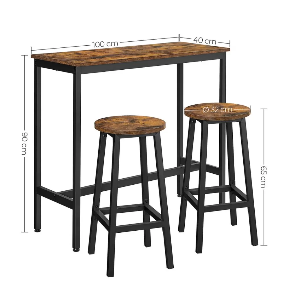 Online SONGMICS Bartisch-Set mit 2 Barhockern Vintagebraun-Schwarz