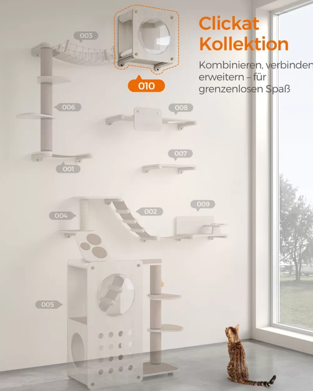 Best Sale SONGMICS Clickat Kollektion - Nr. 010 Katzenhöhle zur Wandmontage Haferflockenbraun