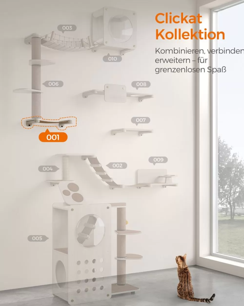 Best SONGMICS Clickat Kollektion - Nr. 001 Katzenhängematte zur Wandmontage Haferflockenbraun-Kaffeebraun