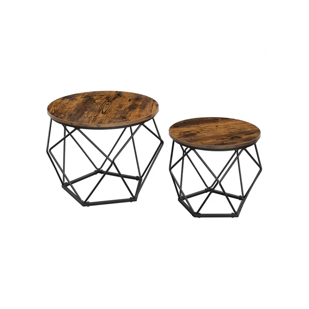 Shop SONGMICS 2er Set Couchtische vintagebraun-schwarz