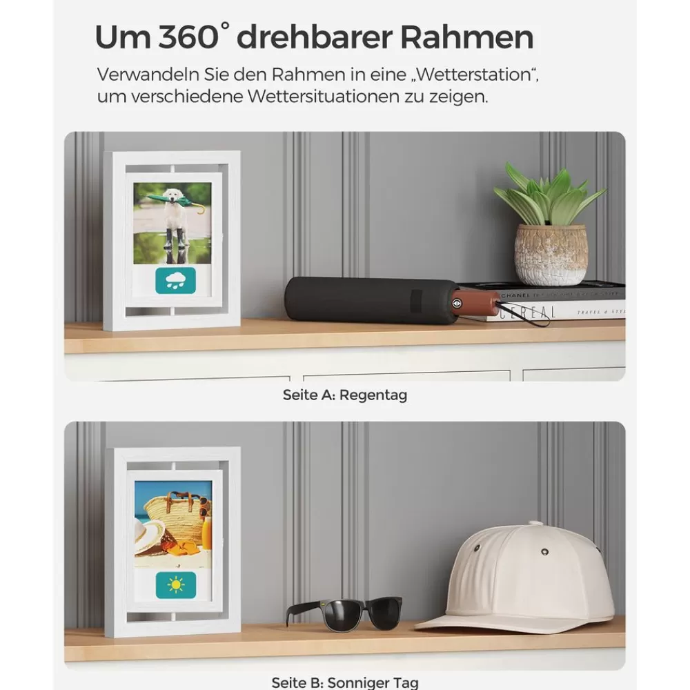 Store SONGMICS 2er Set drehbare Bilderrahmen für Fotos in 12,7 x 17,8 cm (5 x 7 Zoll)