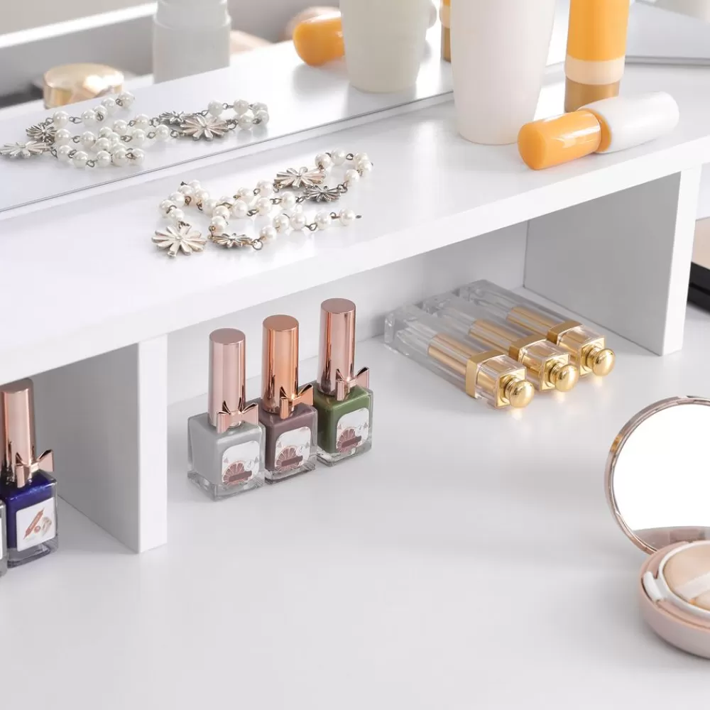 frisiertisch_mit_klappspiegel_und__schubladen_wei_5.webp Best SONGMICS Frisiertisch mit Klappspiegel und 2 Schubladen Weiß