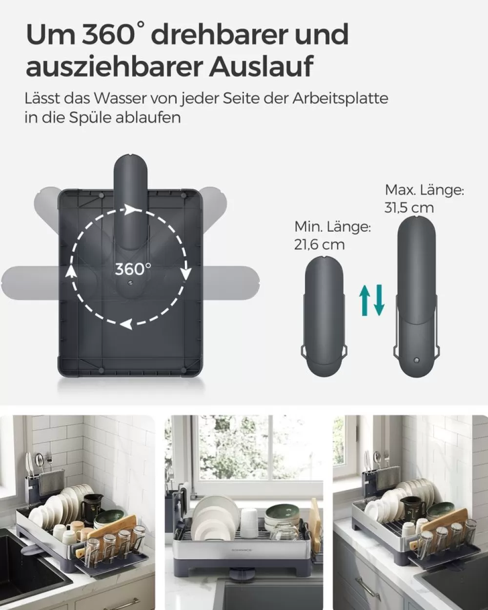 geschirrabtropfstnder_aus_edelstahl_fingerabdruckresistent_4.webp Shop SONGMICS Geschirr-Abtropfständer aus Edelstahl fingerabdruckresistent Silbern-Grau