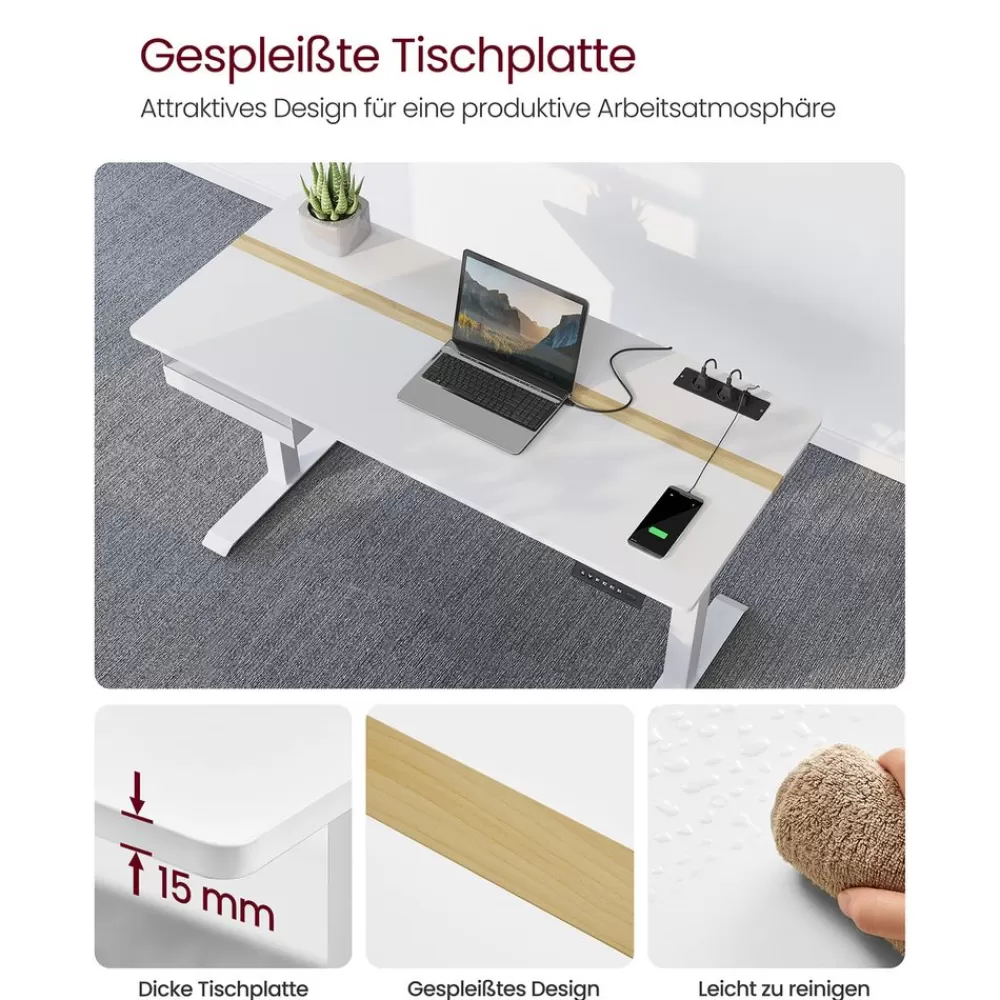 Online SONGMICS Höhenverstellbarer Schreibtisch 60 x 140 cm vintagebraun-schwarz