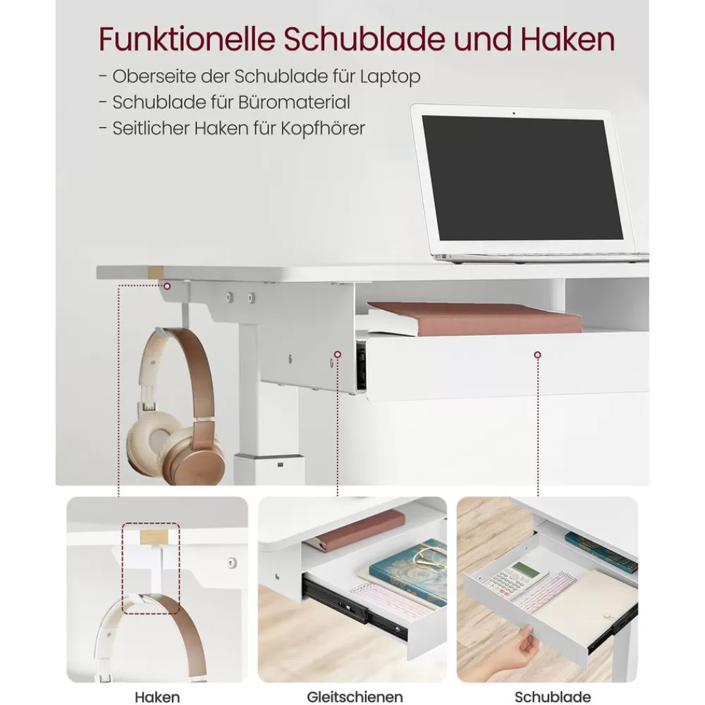 Online SONGMICS Höhenverstellbarer Schreibtisch 60 x 140 cm vintagebraun-schwarz