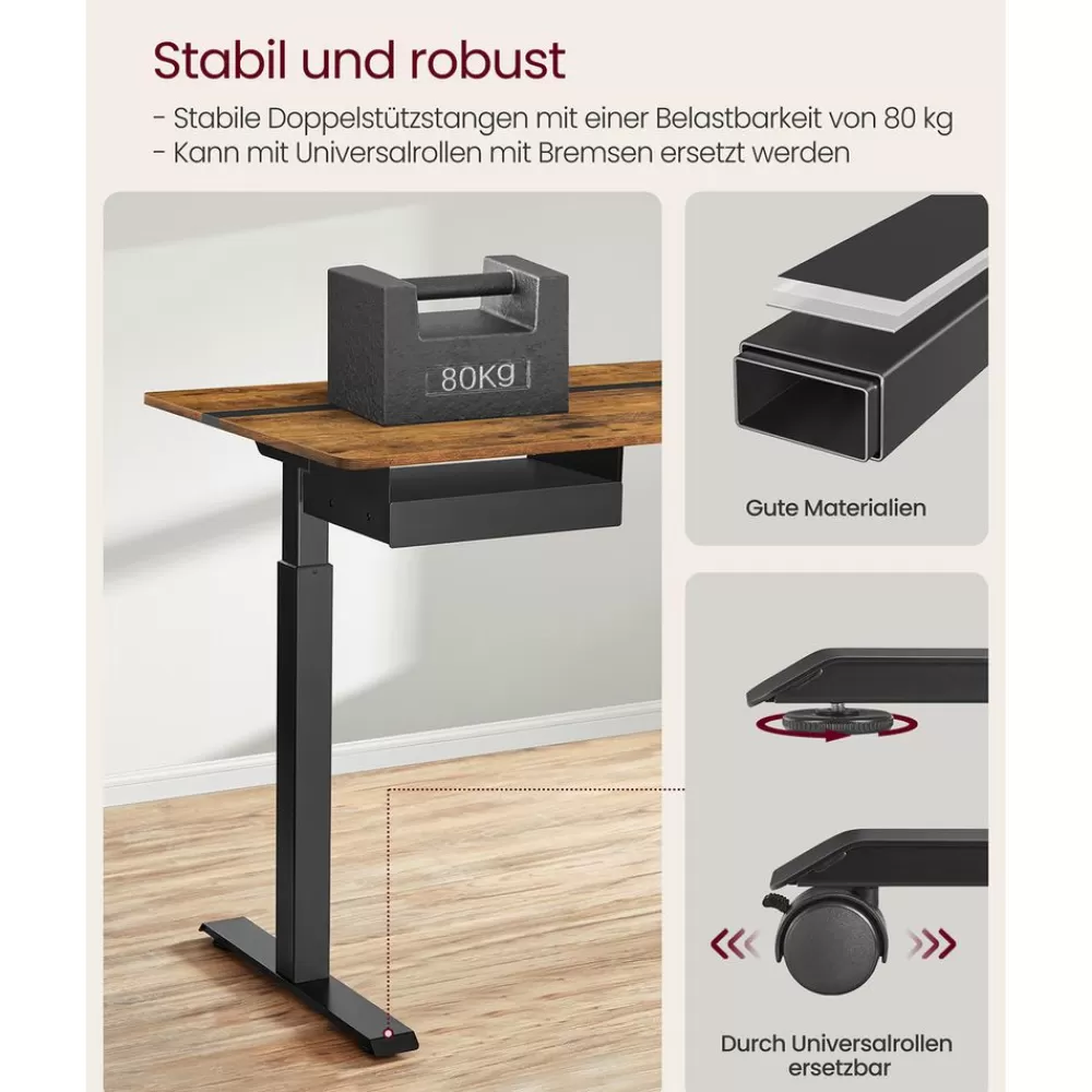 Online SONGMICS Höhenverstellbarer Schreibtisch 60 x 140 cm vintagebraun-schwarz