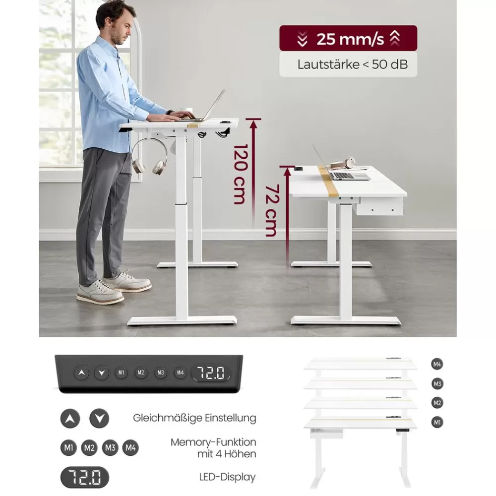 Online SONGMICS Höhenverstellbarer Schreibtisch 60 x 140 cm vintagebraun-schwarz