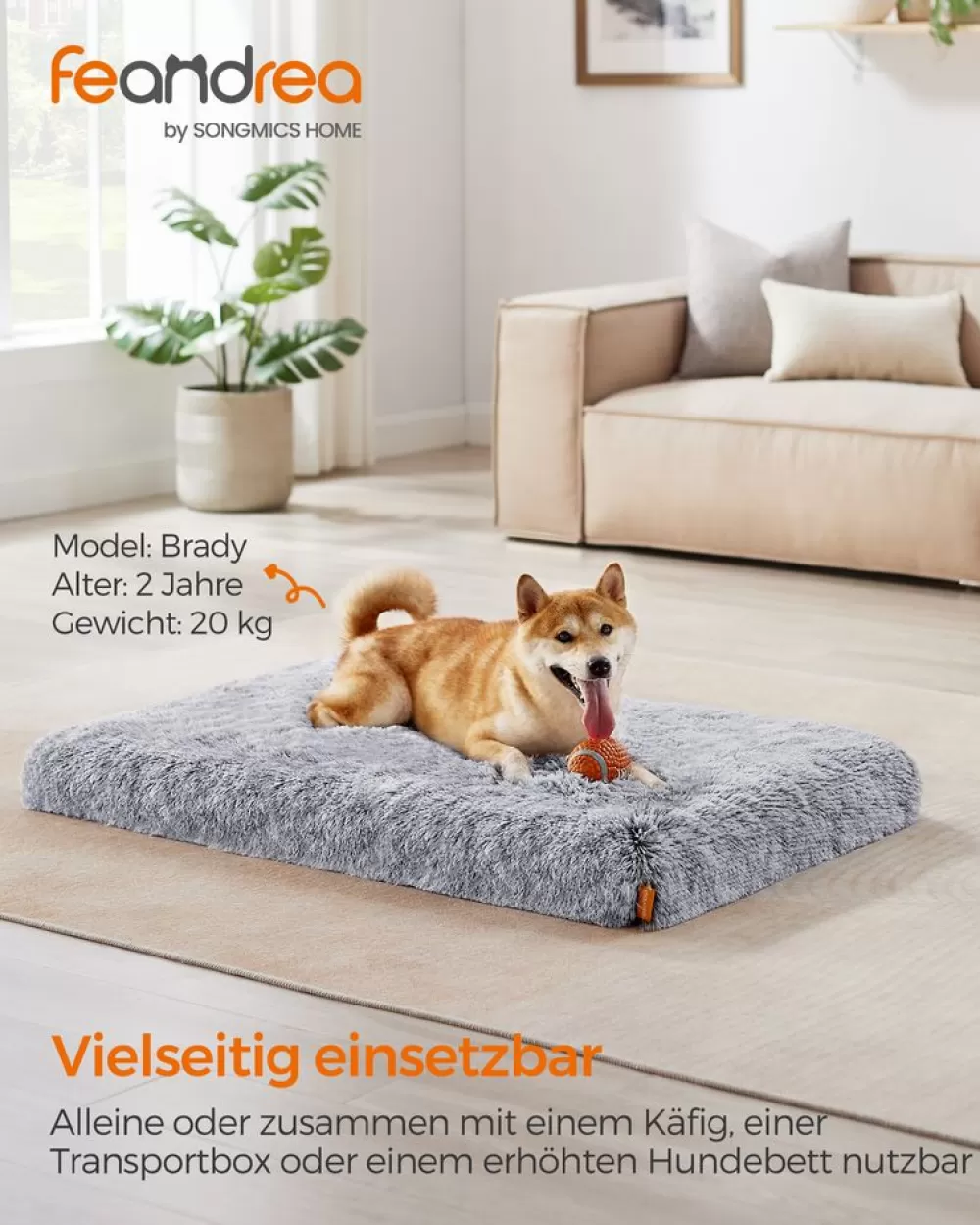 Cheap SONGMICS Hundebett Plüsch mit Bezug abnehmbar und waschbar 110 x 73 x 10 cm
