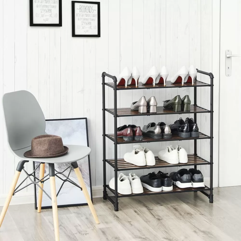 Hot SONGMICS Industrie-Design Schuhregal 5 Ablagen