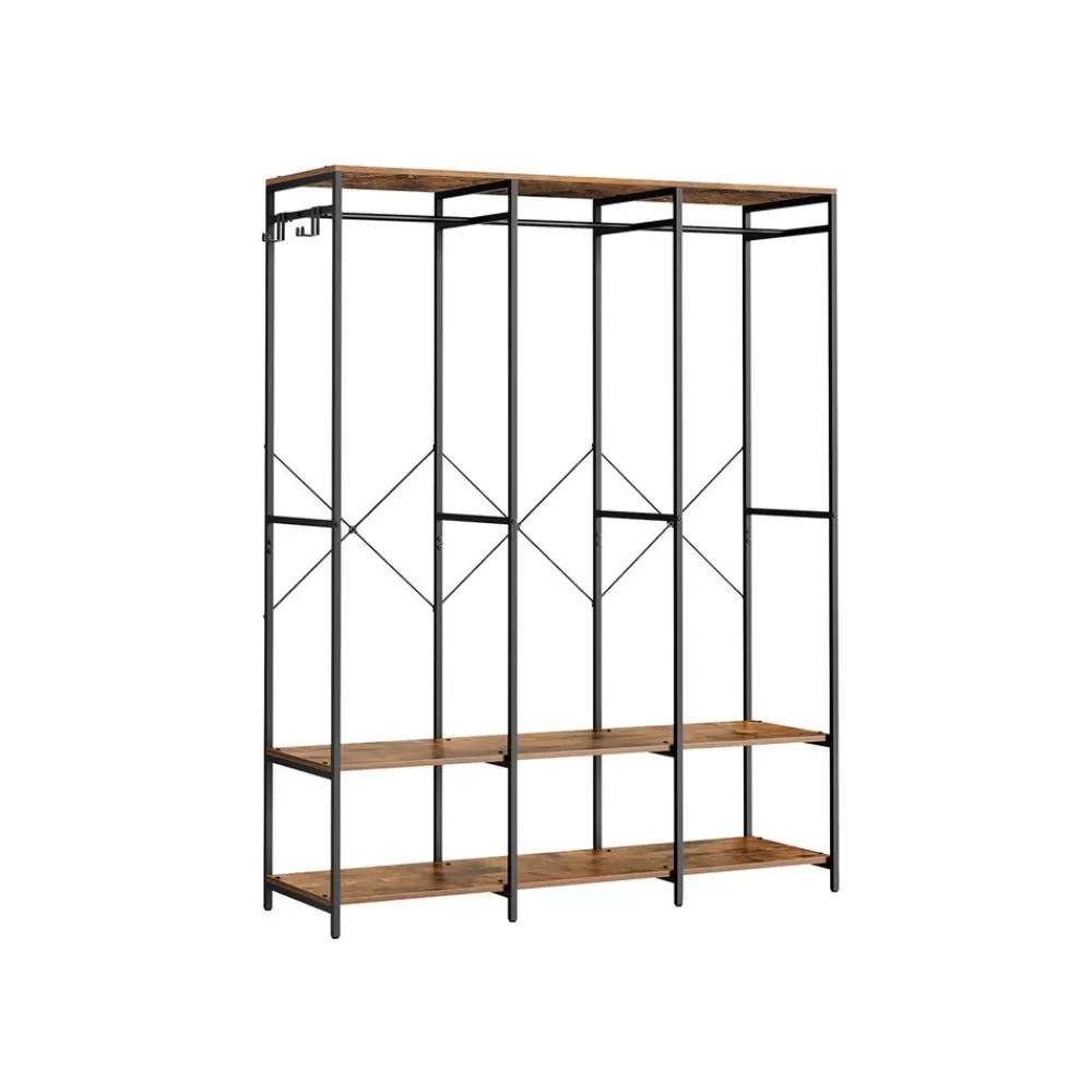 Fashion SONGMICS Kleiderschrank offen abnehmbare Haken vintagebraun
