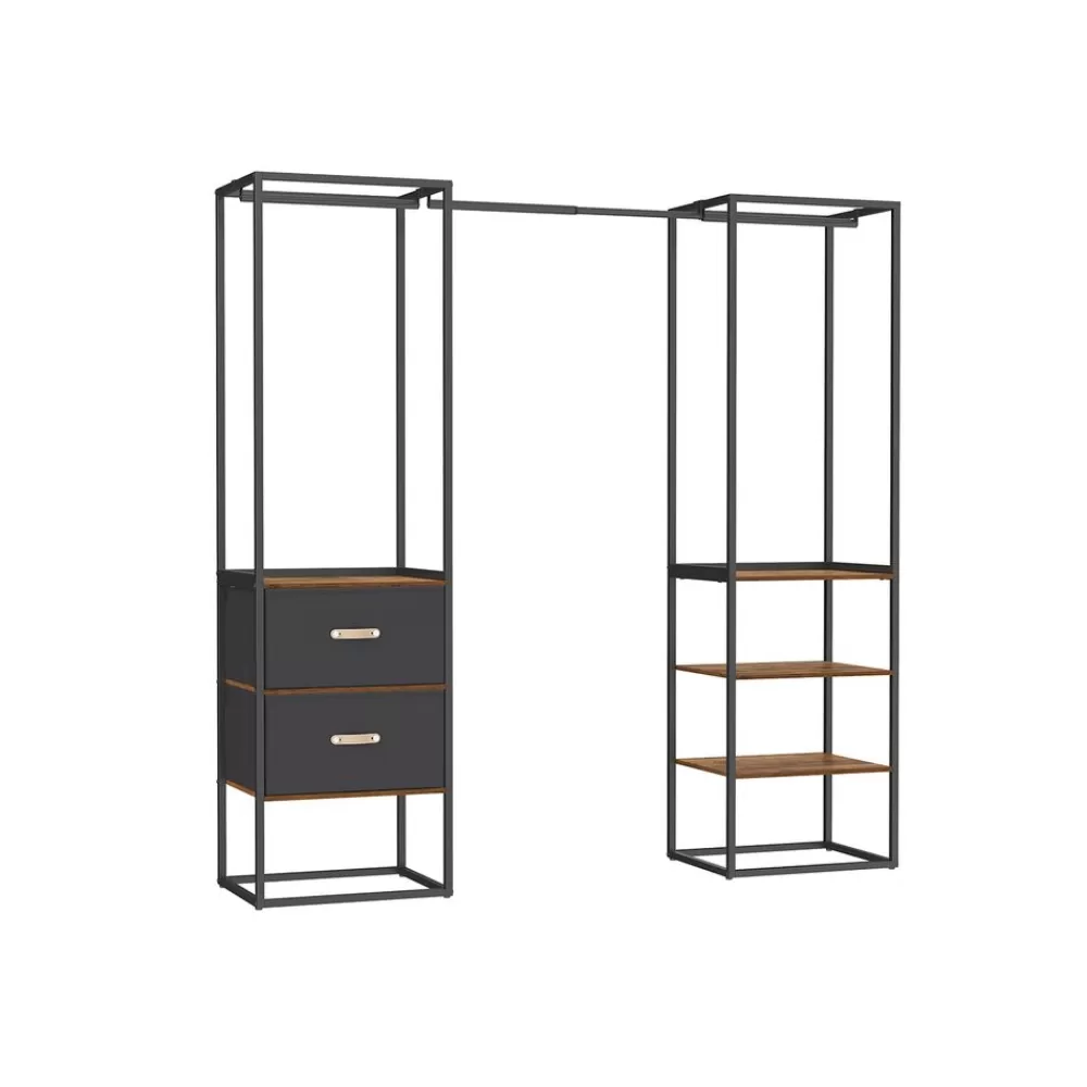 Best Sale SONGMICS Kleiderständer mit 2 Schubladen und 4 Ablagen vintagebraun
