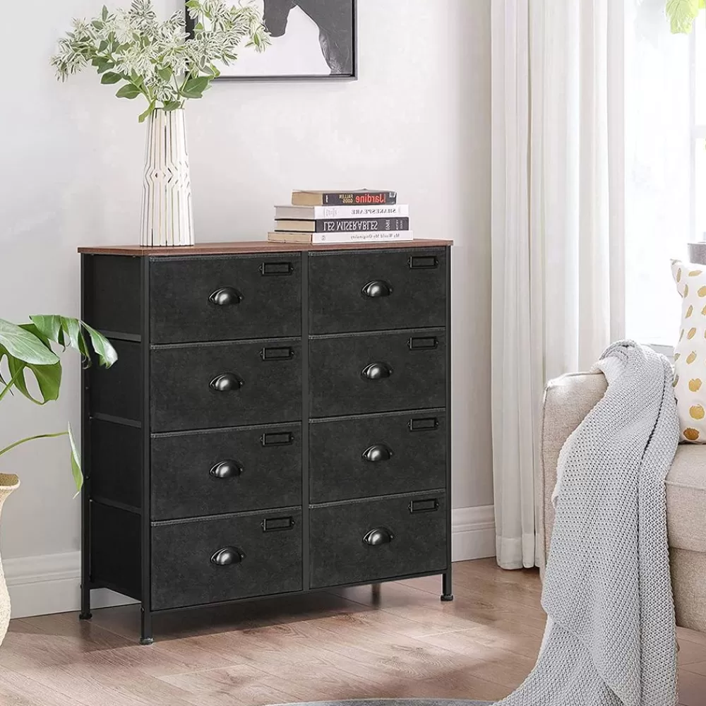 Cheap SONGMICS Kommode mit 8 Schubladen Vintagebraun-Schwarz