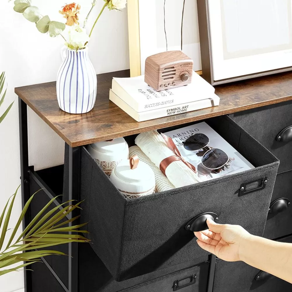 Cheap SONGMICS Kommode mit 8 Schubladen Vintagebraun-Schwarz