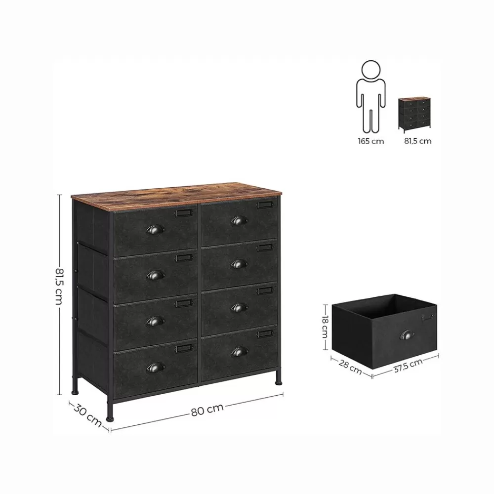 Cheap SONGMICS Kommode mit 8 Schubladen Vintagebraun-Schwarz