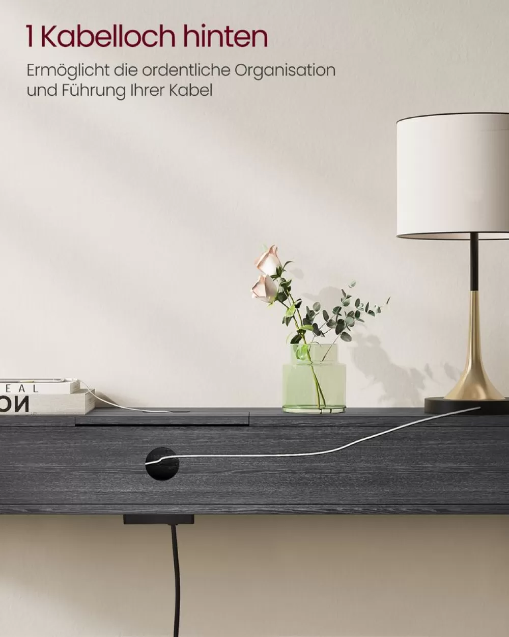 New SONGMICS Konsolentisch mit Steckdosen platzsparend vintagebraun-tintenschwarz