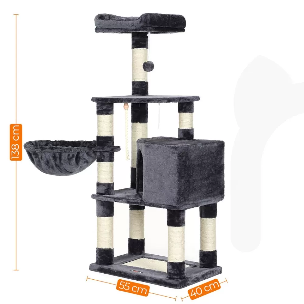 kratzbaum_mit_hohem_turm__cm_grau_13.webp Best Sale SONGMICS Kratzbaum mit hohem Turm 138 cm Grau