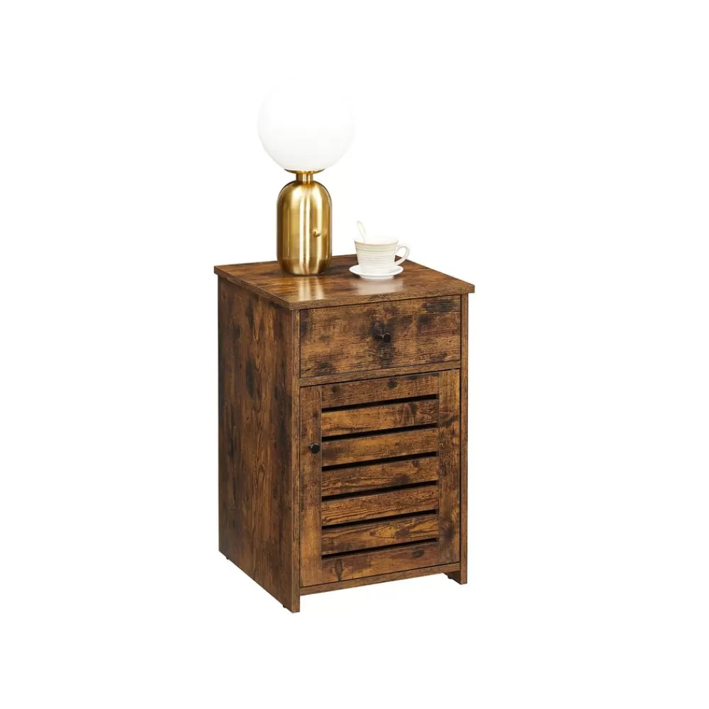 New SONGMICS Nachttisch mit Schublade Vintagebraun