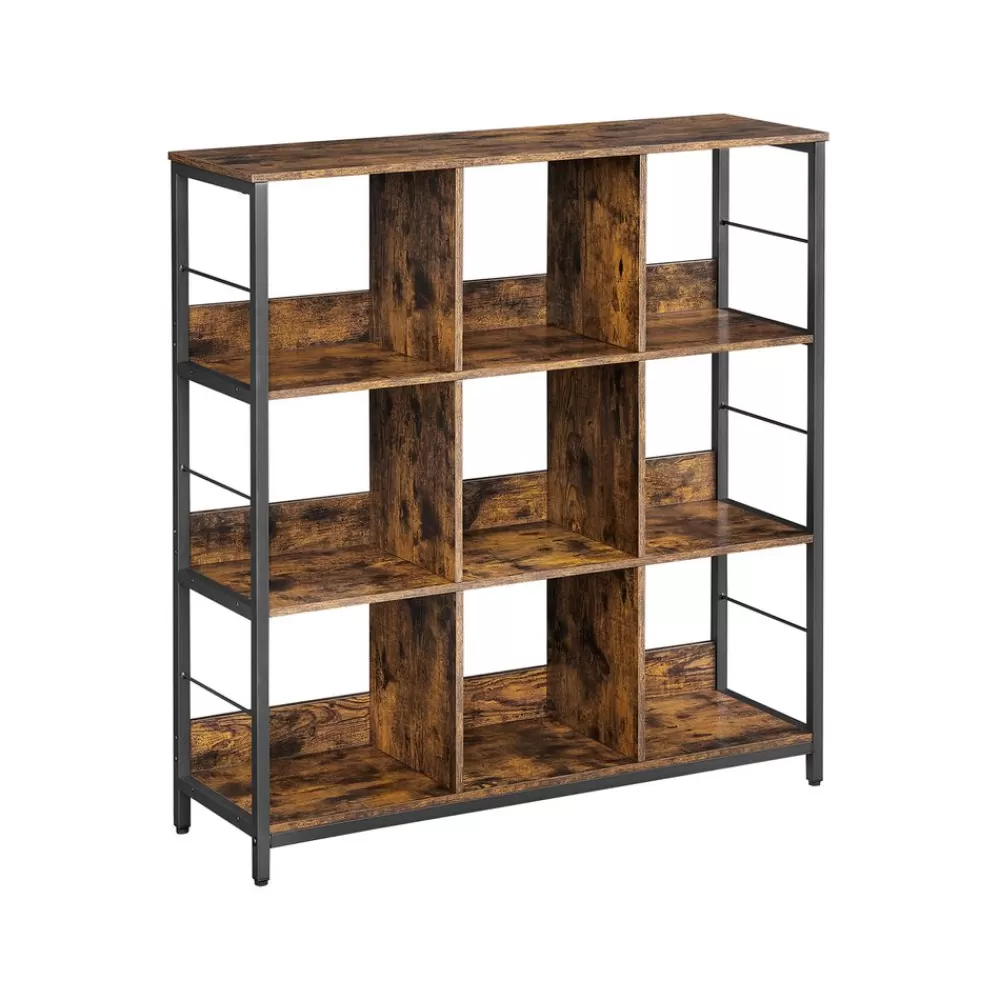 Hot SONGMICS Regal mit 3 Ebenen für Wohnzimmer vintagebraun-schwarz