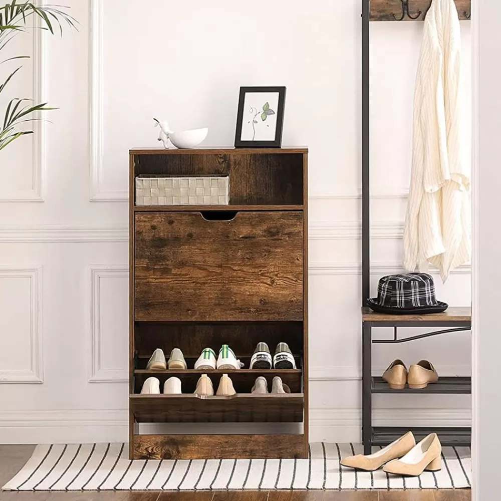 Shop SONGMICS Schuhschrank mit 2 Klappen Vintagebraun