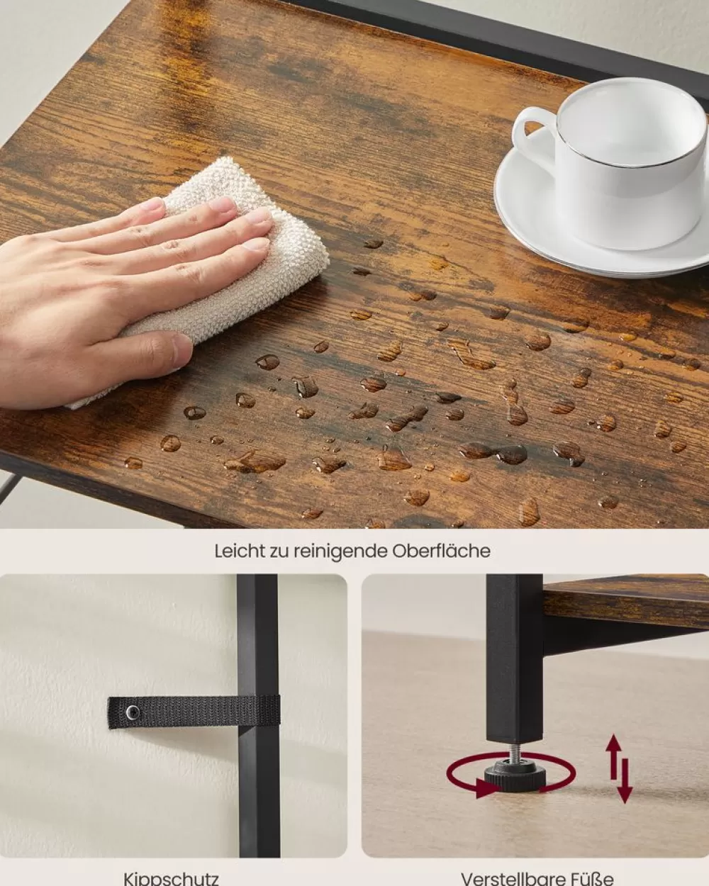 Cheap SONGMICS Standregal mit Steckdosen und Korb vintagebraun-tintenschwarz
