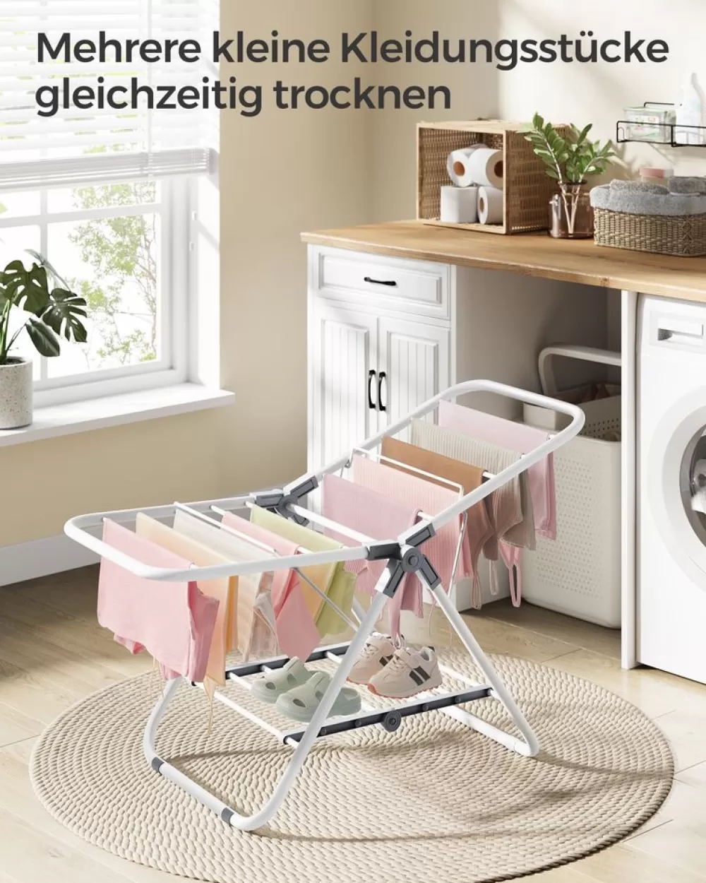 wschestnder_mit__flgeln_aus_metall_taubengrau_9.webp Best Sale SONGMICS Wäscheständer mit 2 Flügeln aus Metall taubengrau